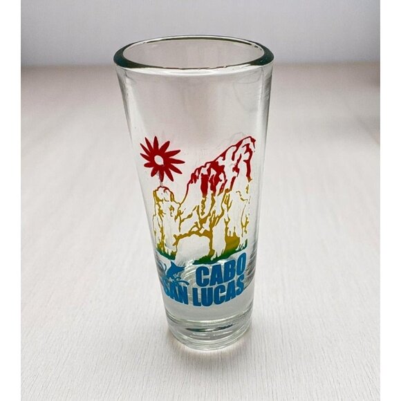 Cabo San Lucas Souvenir Glass Shot Colorful Beach Dolphin Mexico Baja - Picture 1 of 8